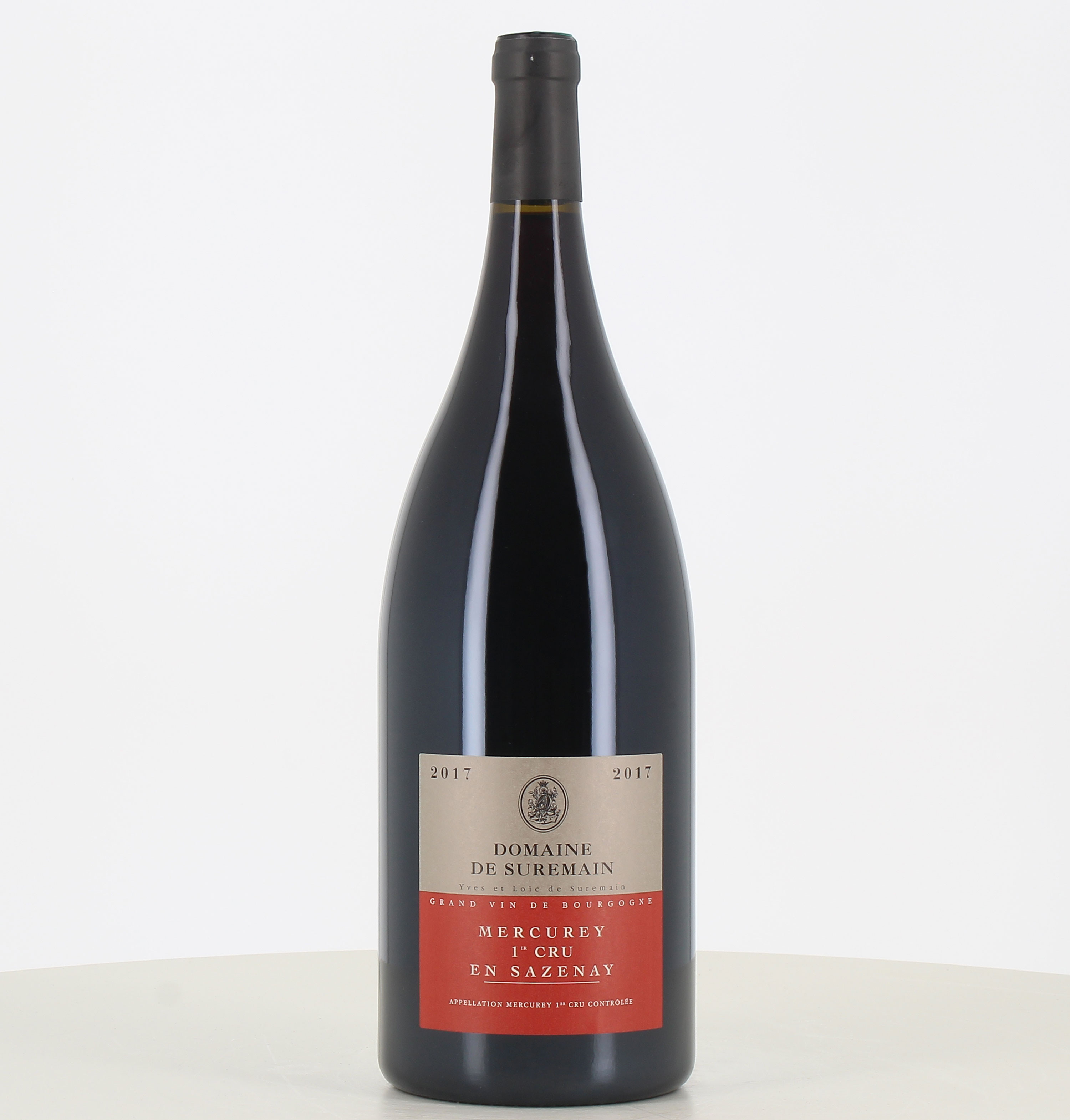 Magnum di vino rosso Mercurey 1er cru Sazenay 2017 Domaine de Suremain. 