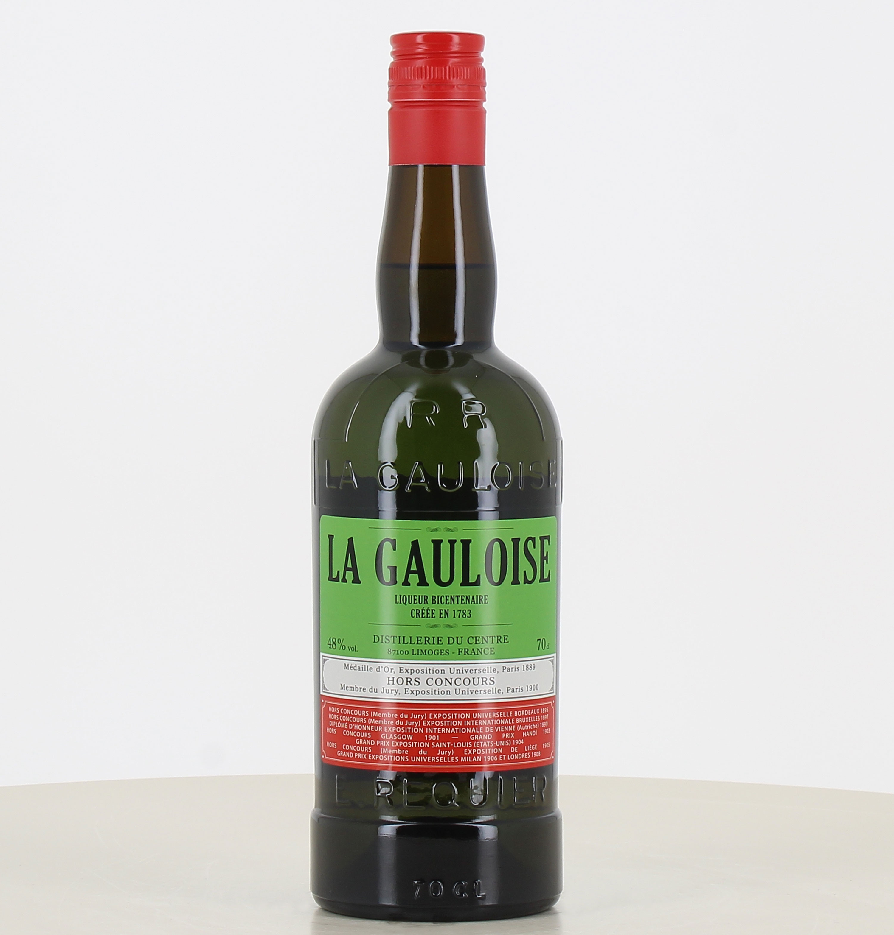 Bottiglia di liquore La Gauloise verde da 70cl 