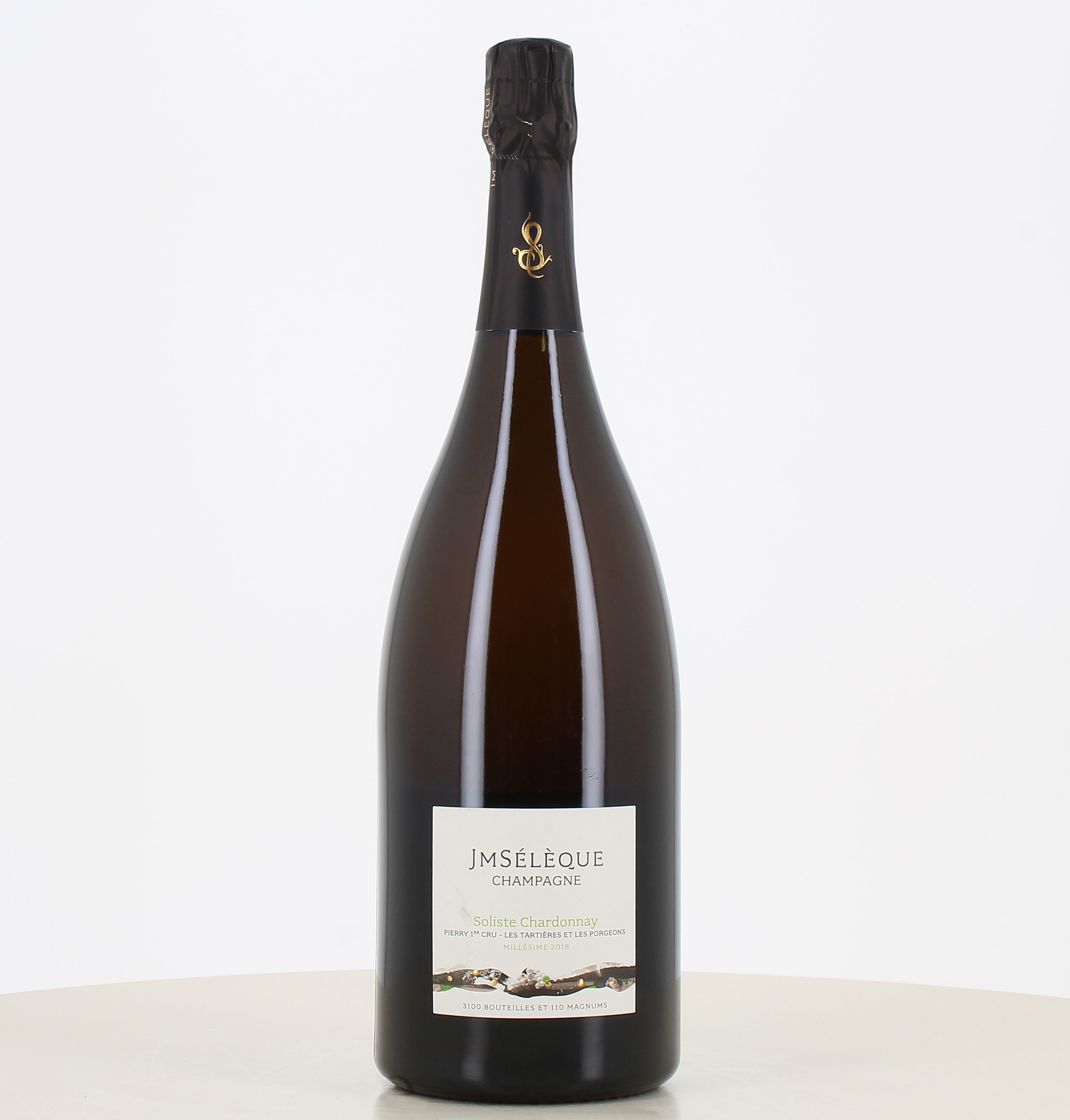 Magnum Champagner 1er Cru Solist Chardonnay Les Tartières und Les Porgeons JM Sélèque 2016. 